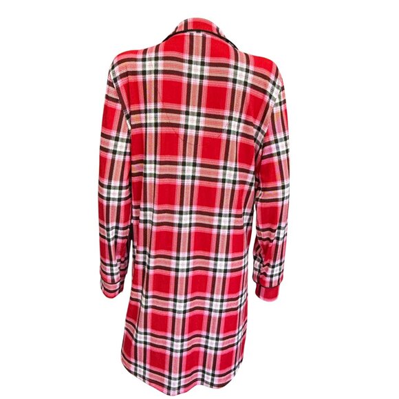 Laura Ashley Red Plaid Button-Up Long Sleeve Nightshirt Womens Size Large - Picture 2 of 8